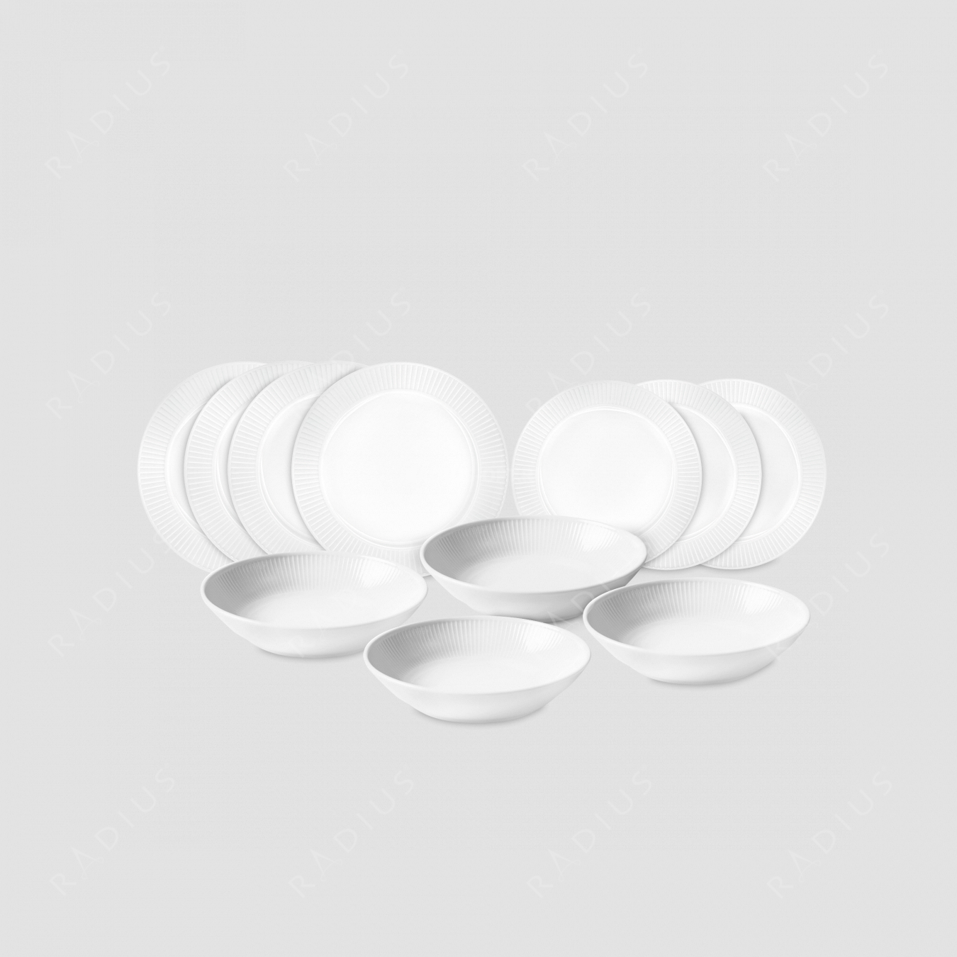 Набор столовой посуды на 4 персоны, 12 предметов, Plisse-Toulouse, серия Plisse-Toulouse, PILLIVUYT, Франция